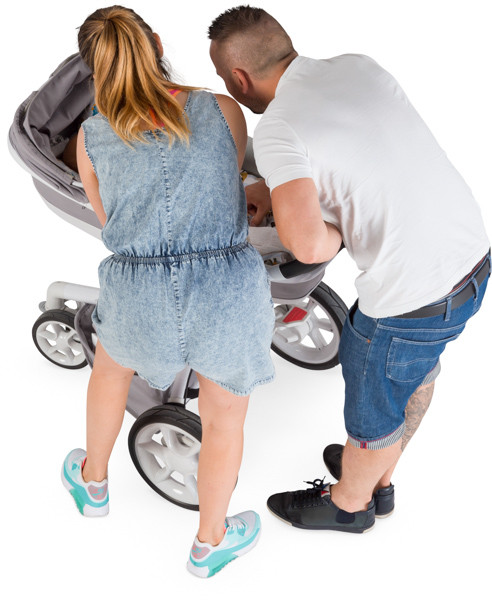 Parents with a baby pram image