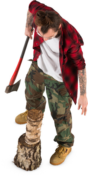 Lumberjack chopping wood image