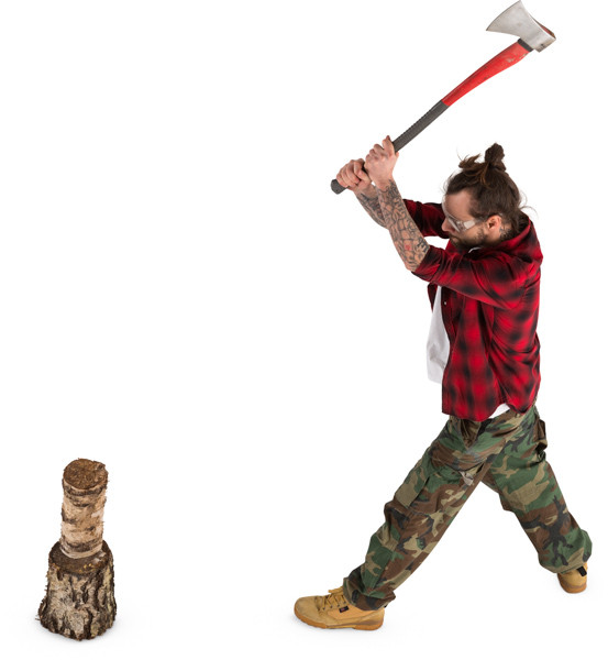 Lumberjack chopping wood image