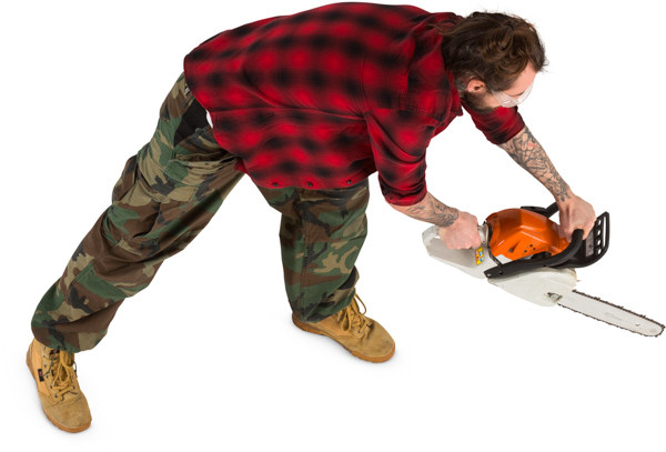Standing lumberjack with chainsaw image