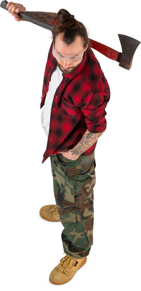 Standing lumberjack with axe image