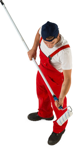 Standing painter with painting roll image