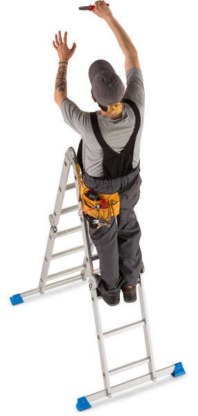 Worker standing on ladder image