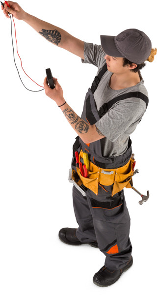 Standing worker with multimeter image