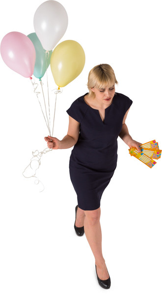 Walking hostess with balloons and coupons image