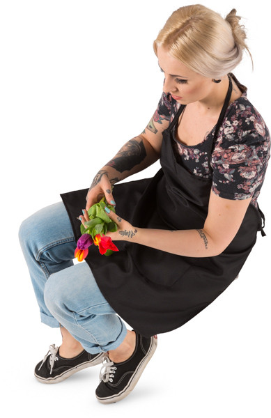 Sitting florist with flowers image