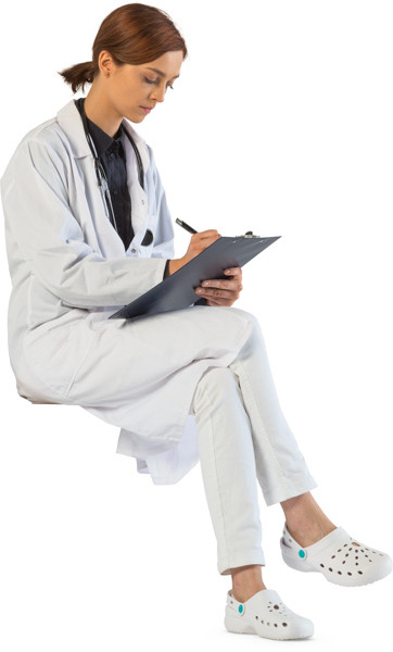 Sitting doctor with notes image