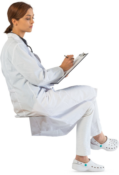 Sitting doctor with notes image