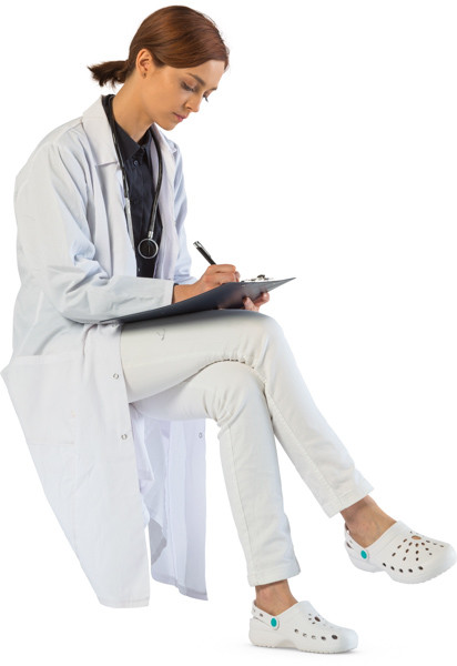 Sitting doctor with notes image
