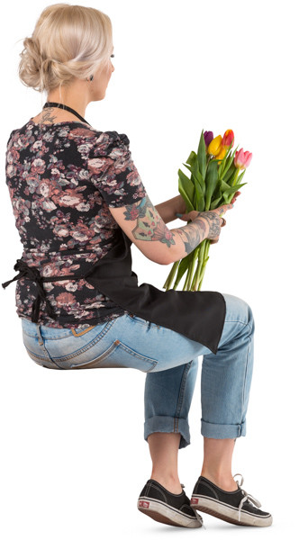 Sitting florist with flowers image