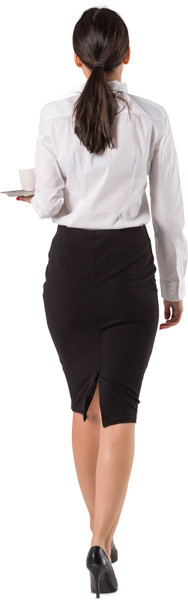 Waitress walking with tray of cups image