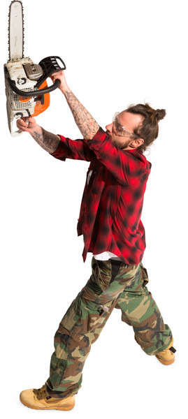 Standing lumberjack with chainsaw image