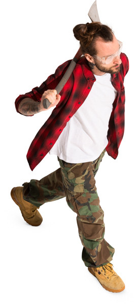 Walking lumberjack with axe image