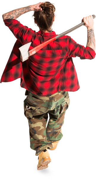 Walking lumberjack with axe image
