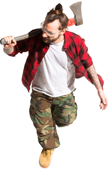 Walking lumberjack with axe image