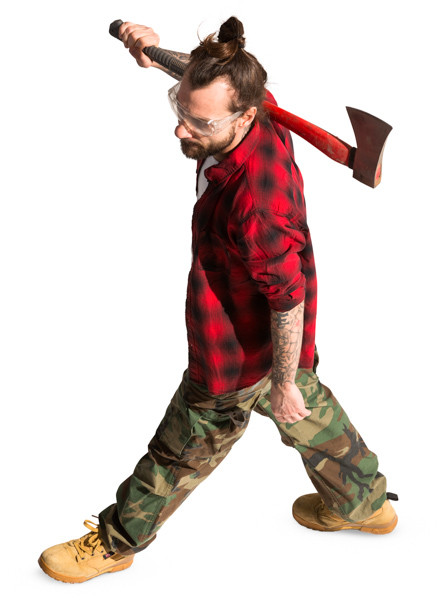 Walking lumberjack with axe image