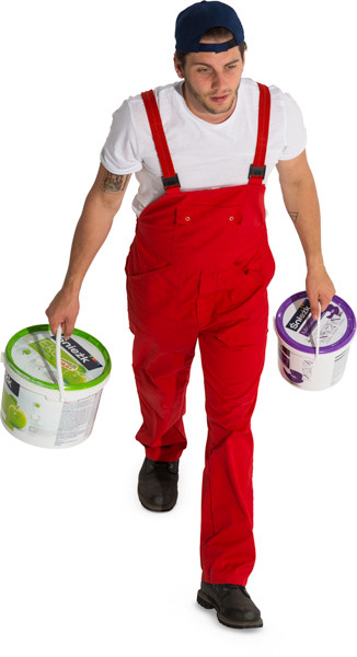 Walking painter with cans of paint image