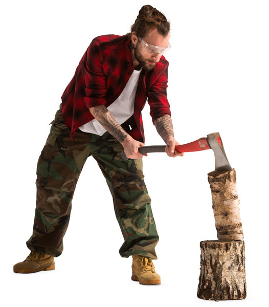 Lumberjack chopping wood image