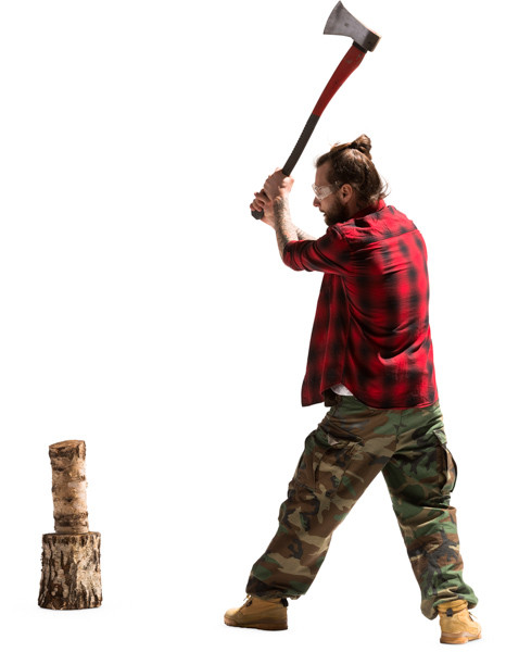 Lumberjack chopping wood image
