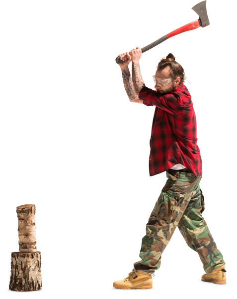 Lumberjack chopping wood image