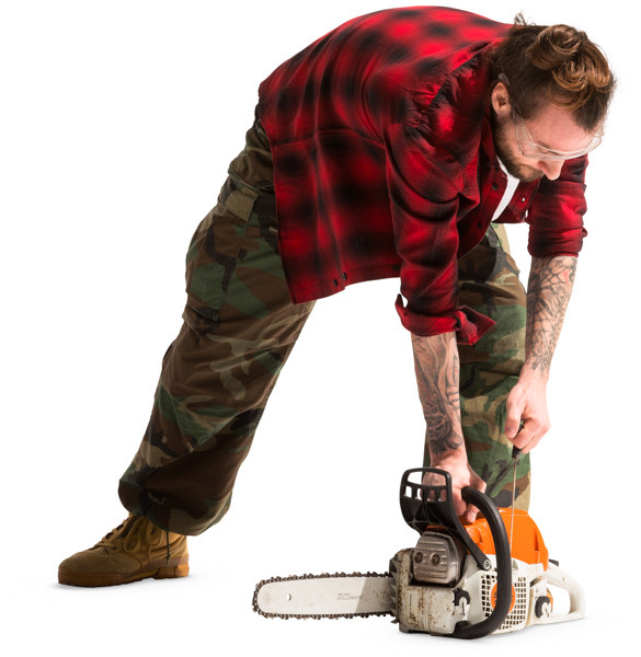 Standing lumberjack with chainsaw image