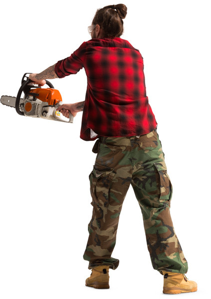 Standing lumberjack with chainsaw image