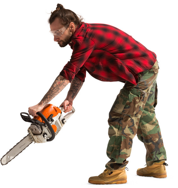 Standing lumberjack with chainsaw image