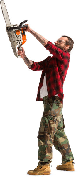Standing lumberjack with chainsaw image