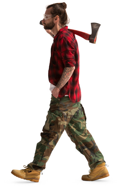 Walking lumberjack with axe image
