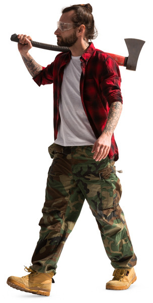 Walking lumberjack with axe image