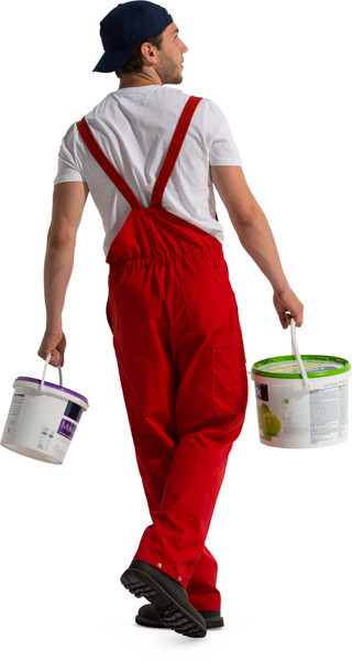 Walking painter with cans of paint image