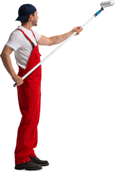 Standing painter with painting roll image
