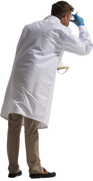 Standing scientist with notes image