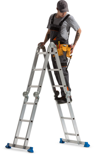 Worker standing on ladder image