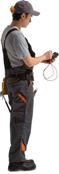 Standing worker with multimeter image