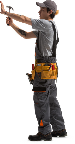 Standing worker with hammer image