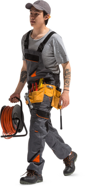 Worker walking with extension cord image