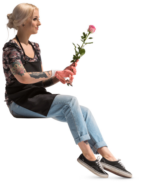 Sitting florist with flower image