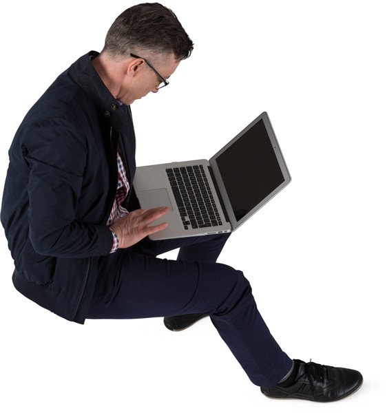Sitting man with laptop image