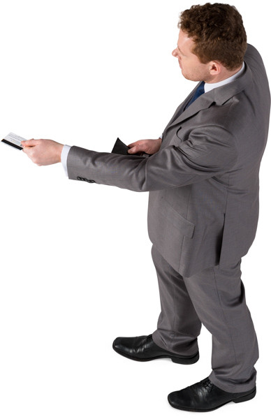 Standing man paying a card image