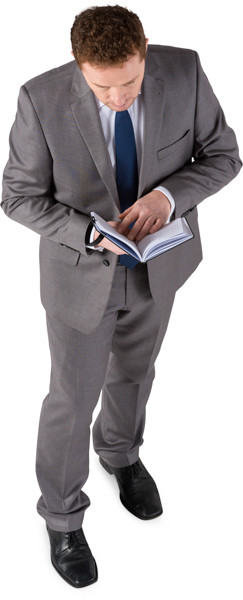 Standing man with notepad image