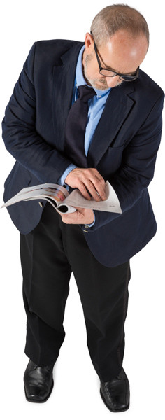 Standing man with newspaper image