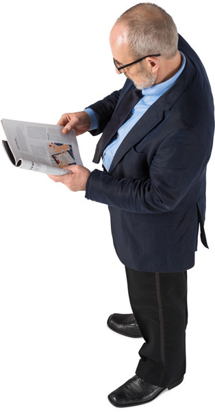 Standing man with newspaper image