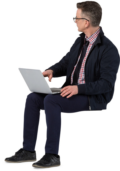 Sitting man with z laptop image