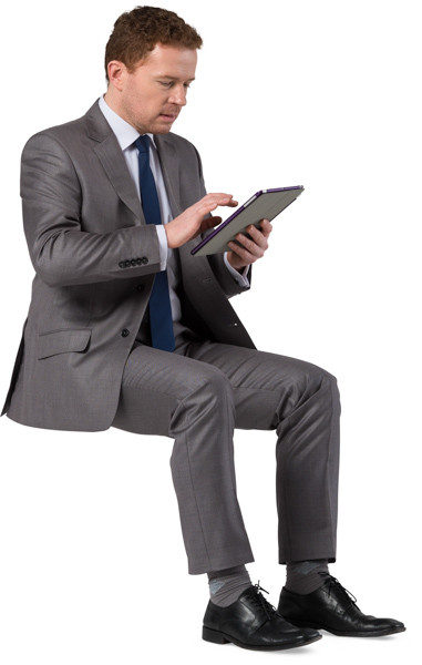 Sitting man with tablet image