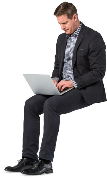 Sitting man with laptop image
