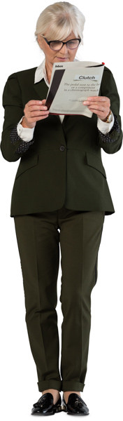 Standing woman with a newspaper image
