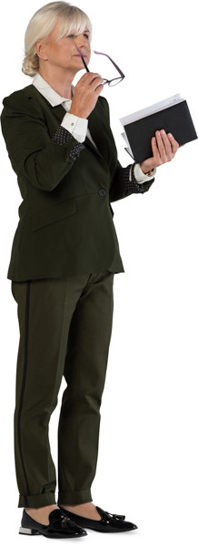Standing woman with notepad image
