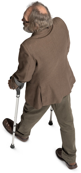 Man walking on crutches image