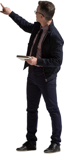 Standing man with notepad image